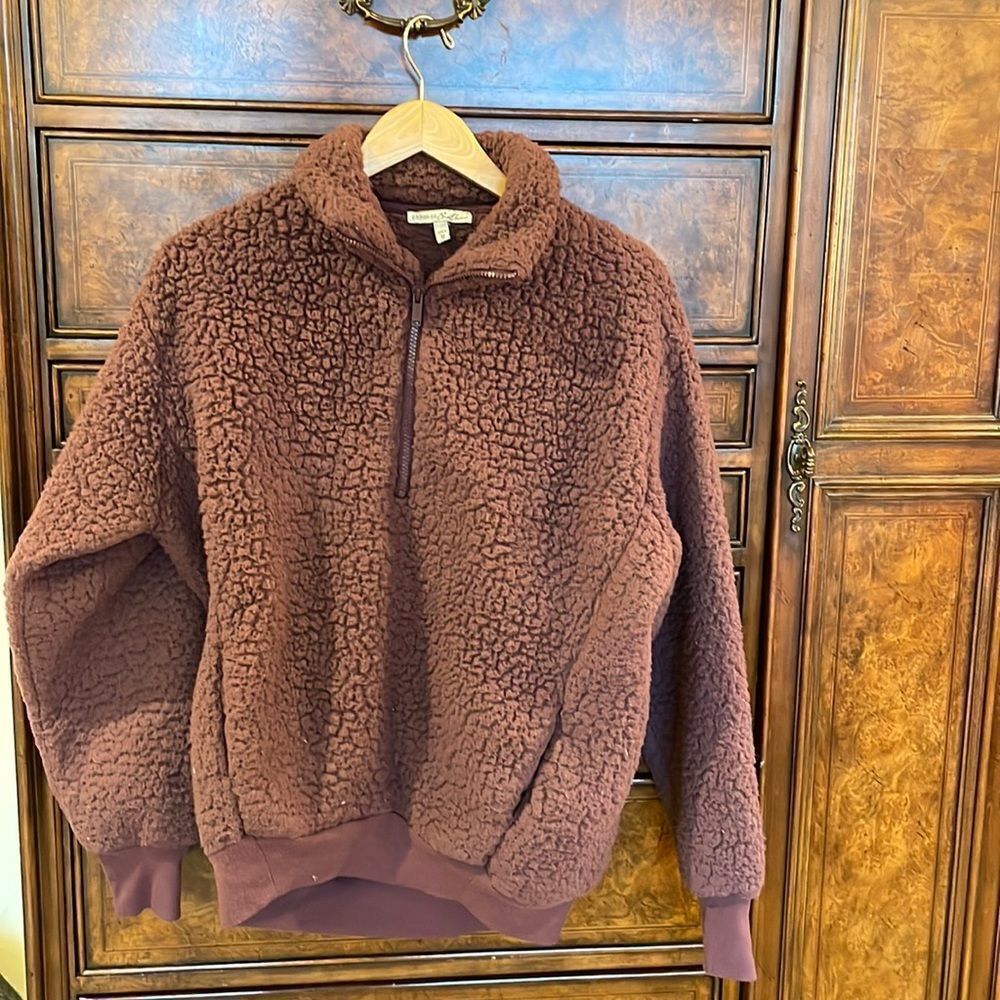 Express One Eleven dark purple woman’s fuzzy pullover